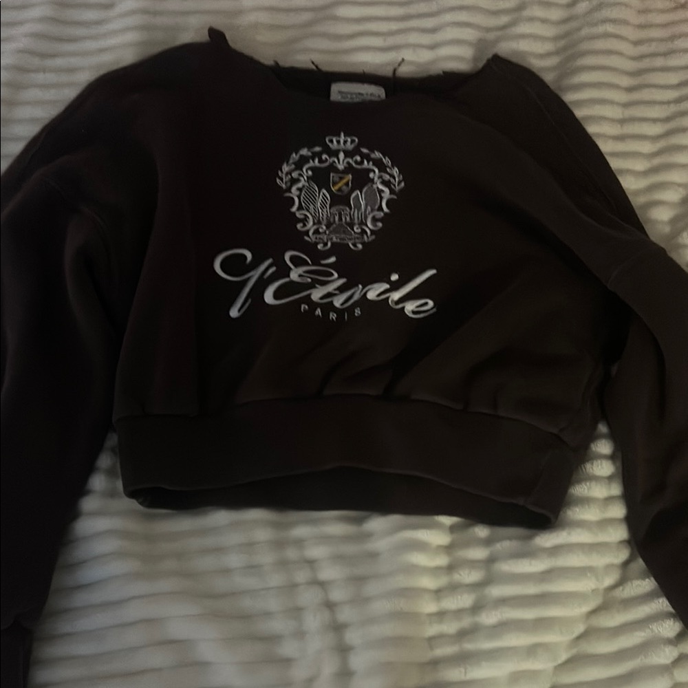 Women's Black Cropped Sweatshirt